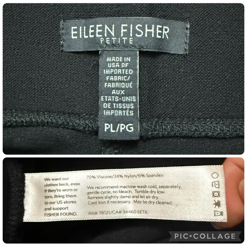 Eileen Fisher Washable Stretch Crepe Straight Pants in Black size L P petite - Picture 11 of 13